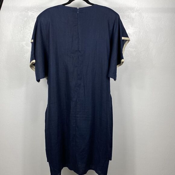 Yeohlee New York Bonwit Teller Vintage Navy Blue Short Sleeve Dress Size XL - Picture 3 of 12